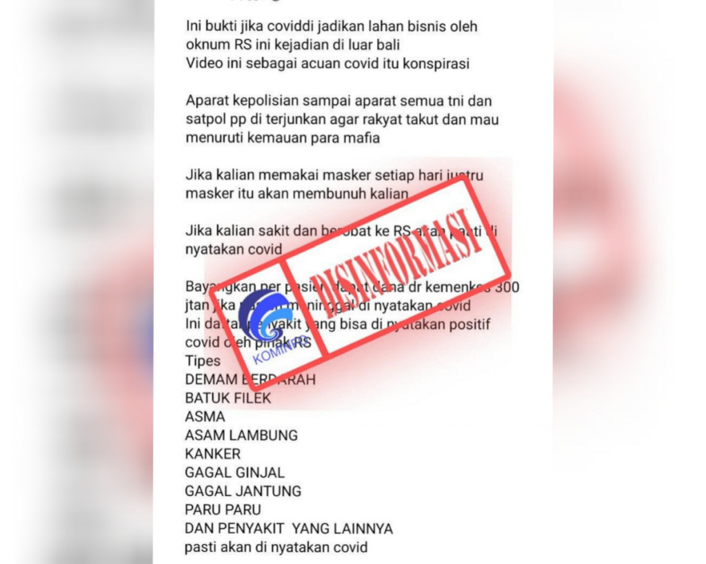 [DISINFORMASI] Daftar Nama Penyakit yang Bisa Dinyatakan Covid-19 oleh Rumah Sakit